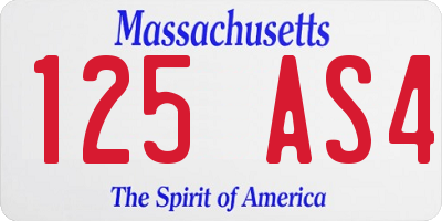 MA license plate 125AS4