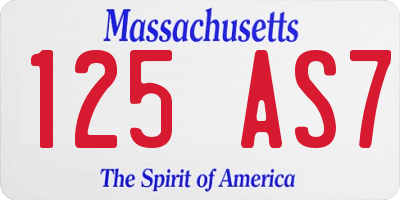 MA license plate 125AS7