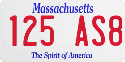 MA license plate 125AS8