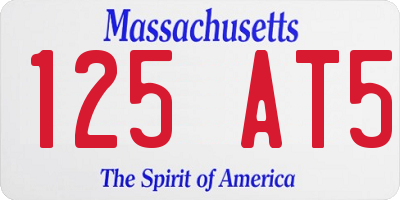 MA license plate 125AT5