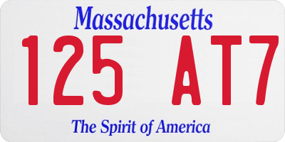 MA license plate 125AT7