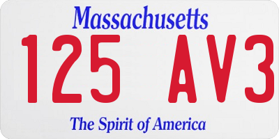 MA license plate 125AV3
