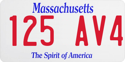 MA license plate 125AV4