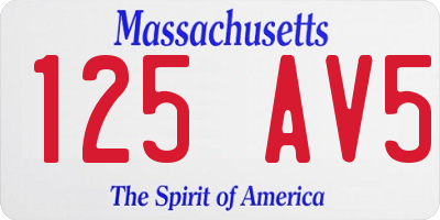MA license plate 125AV5