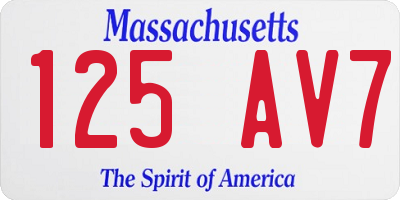 MA license plate 125AV7