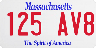 MA license plate 125AV8
