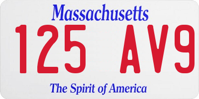 MA license plate 125AV9