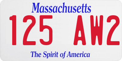 MA license plate 125AW2