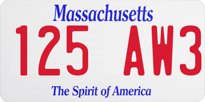 MA license plate 125AW3