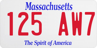 MA license plate 125AW7