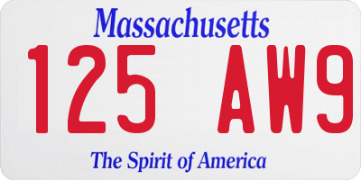 MA license plate 125AW9