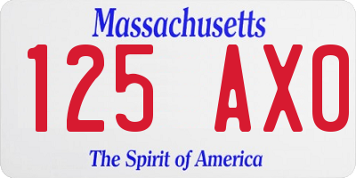 MA license plate 125AX0