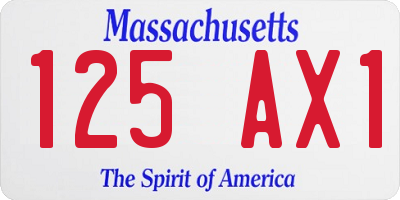 MA license plate 125AX1