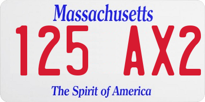 MA license plate 125AX2