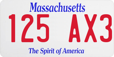 MA license plate 125AX3