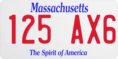 MA license plate 125AX6