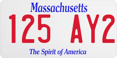 MA license plate 125AY2