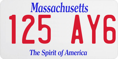 MA license plate 125AY6