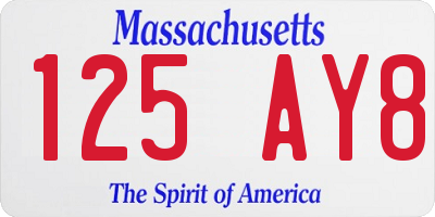 MA license plate 125AY8