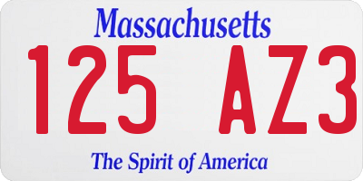 MA license plate 125AZ3