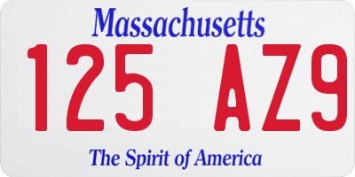 MA license plate 125AZ9