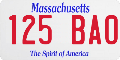 MA license plate 125BA0
