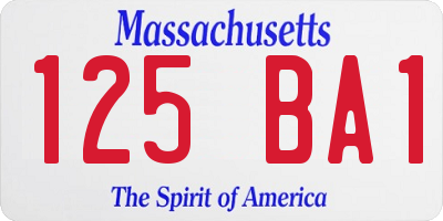 MA license plate 125BA1