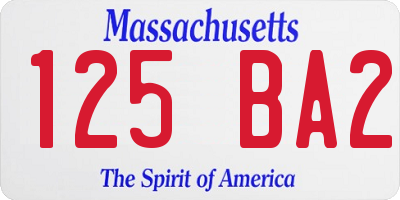 MA license plate 125BA2