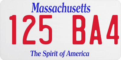 MA license plate 125BA4