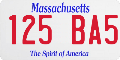 MA license plate 125BA5