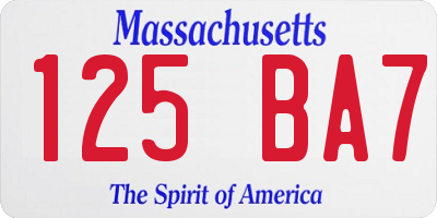 MA license plate 125BA7