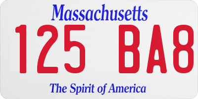 MA license plate 125BA8