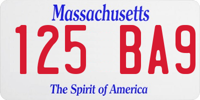 MA license plate 125BA9