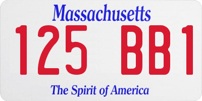 MA license plate 125BB1