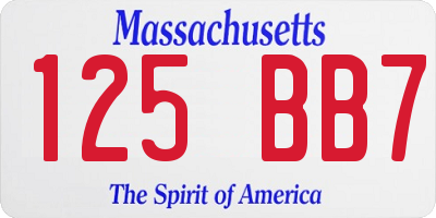 MA license plate 125BB7