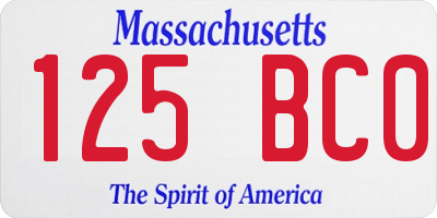 MA license plate 125BC0