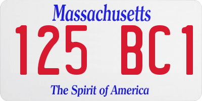 MA license plate 125BC1