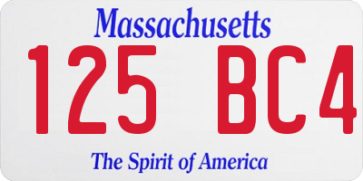 MA license plate 125BC4