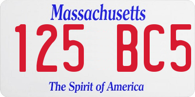 MA license plate 125BC5
