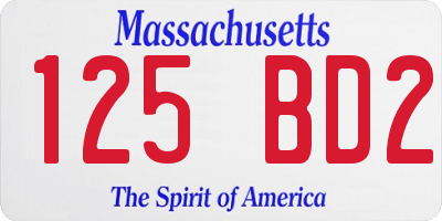 MA license plate 125BD2