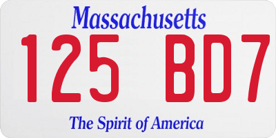 MA license plate 125BD7