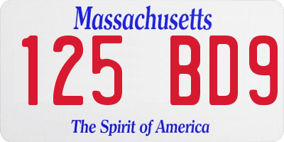 MA license plate 125BD9
