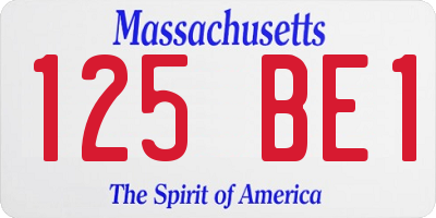 MA license plate 125BE1