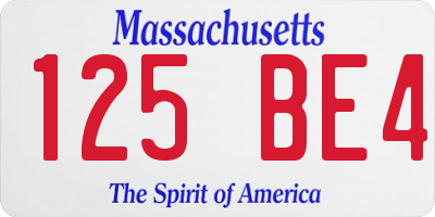 MA license plate 125BE4
