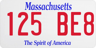 MA license plate 125BE8