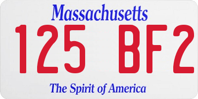 MA license plate 125BF2