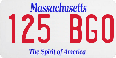 MA license plate 125BG0