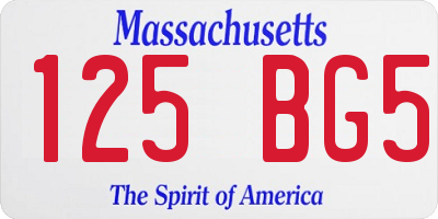 MA license plate 125BG5