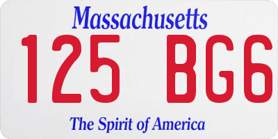 MA license plate 125BG6