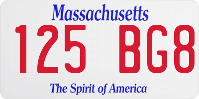 MA license plate 125BG8